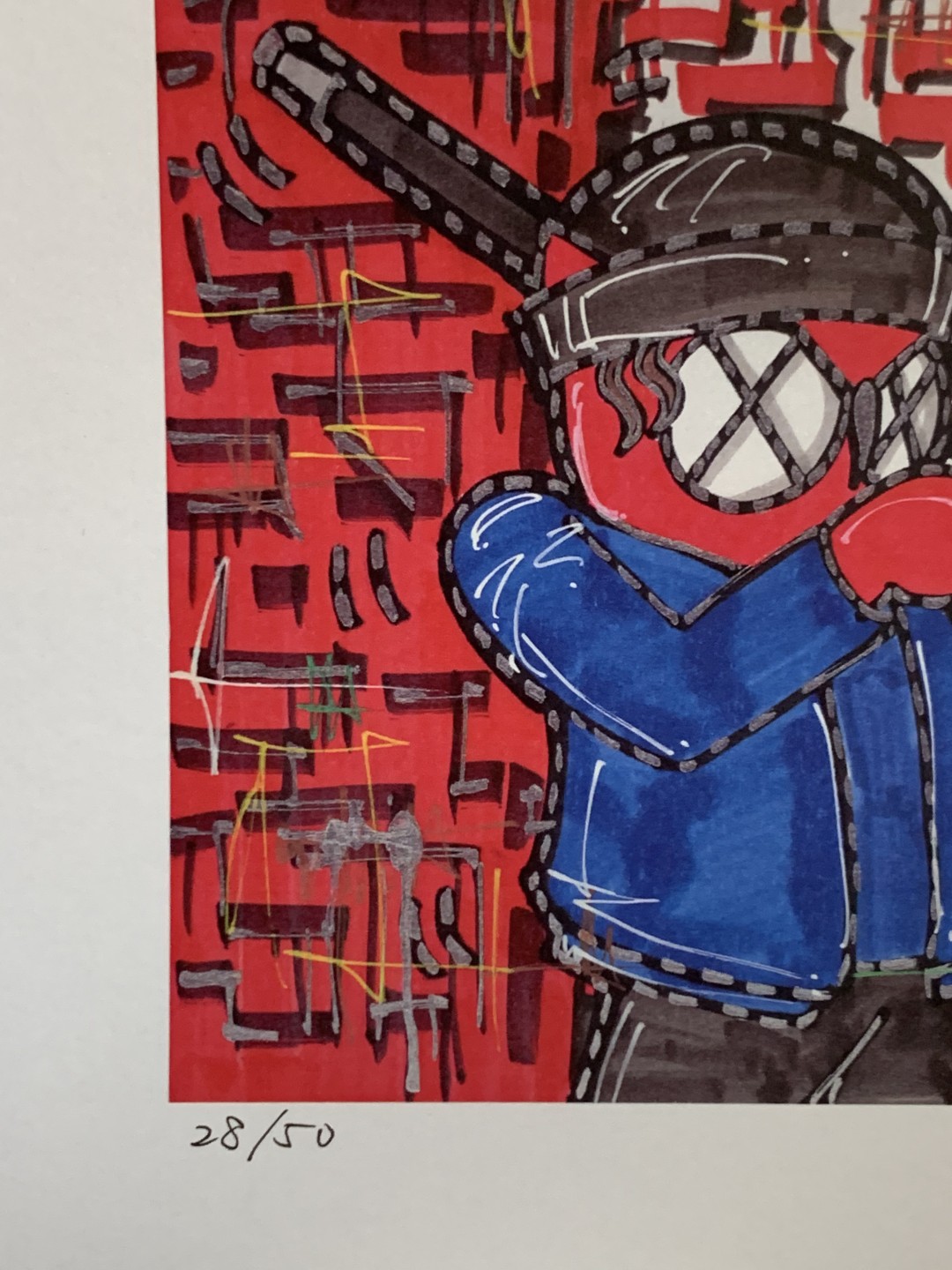 零元拍：歪歪亲笔签名 OWSON系列限量插画复制画《名侦探柯南：赤井秀一》，尺寸约22/22厘米，拍品不含镜框