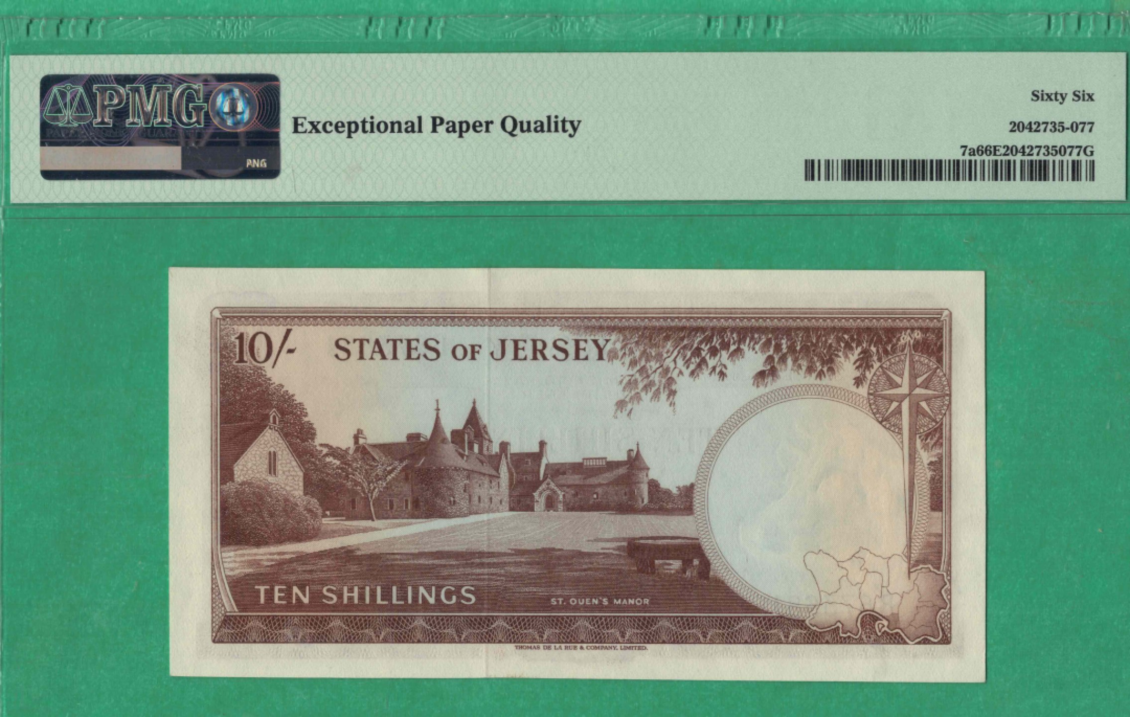 泽西岛10先令 ND1963年版 欧洲纸币 实物图 UNC      