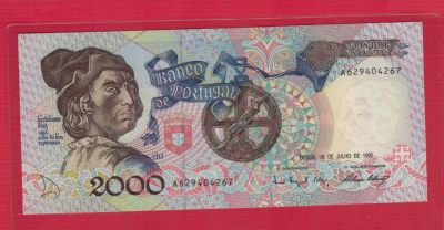 葡萄牙1992年2000埃斯库多 欧洲纸币 实物图 UNC   - 葡萄牙1992年2000埃斯库多 欧洲纸币 实物图 UNC  