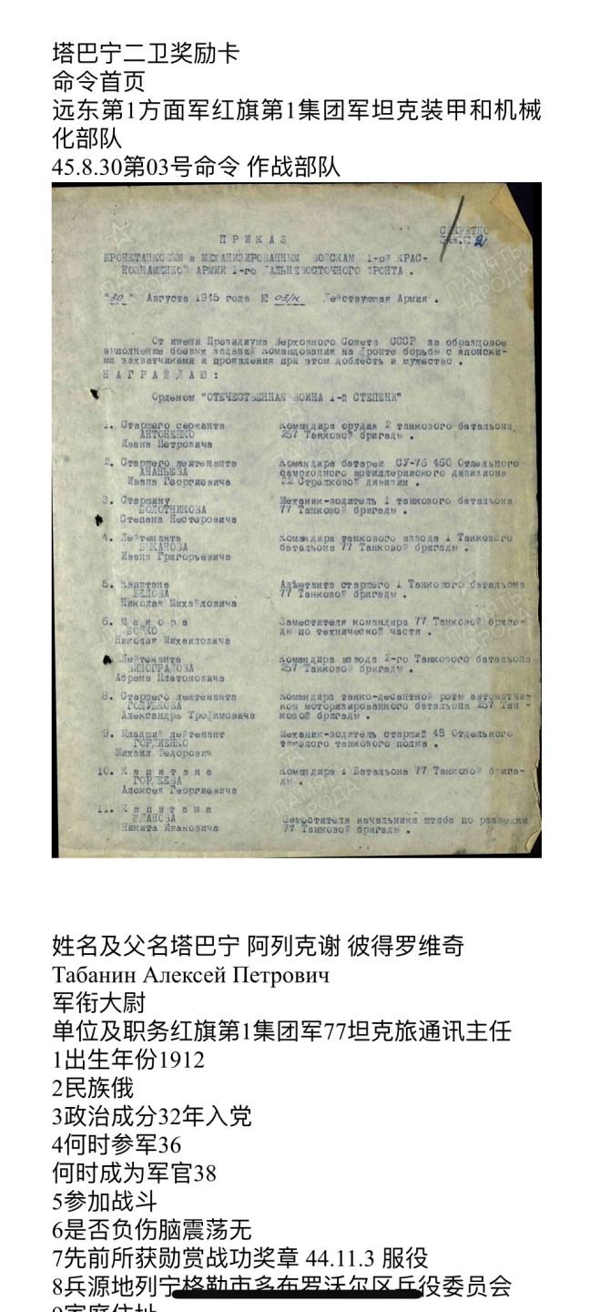 大猫徽章拍卖第200期 苏联红旗二卫红星套 部分档案 其中二卫是对日作战所获 红星有修