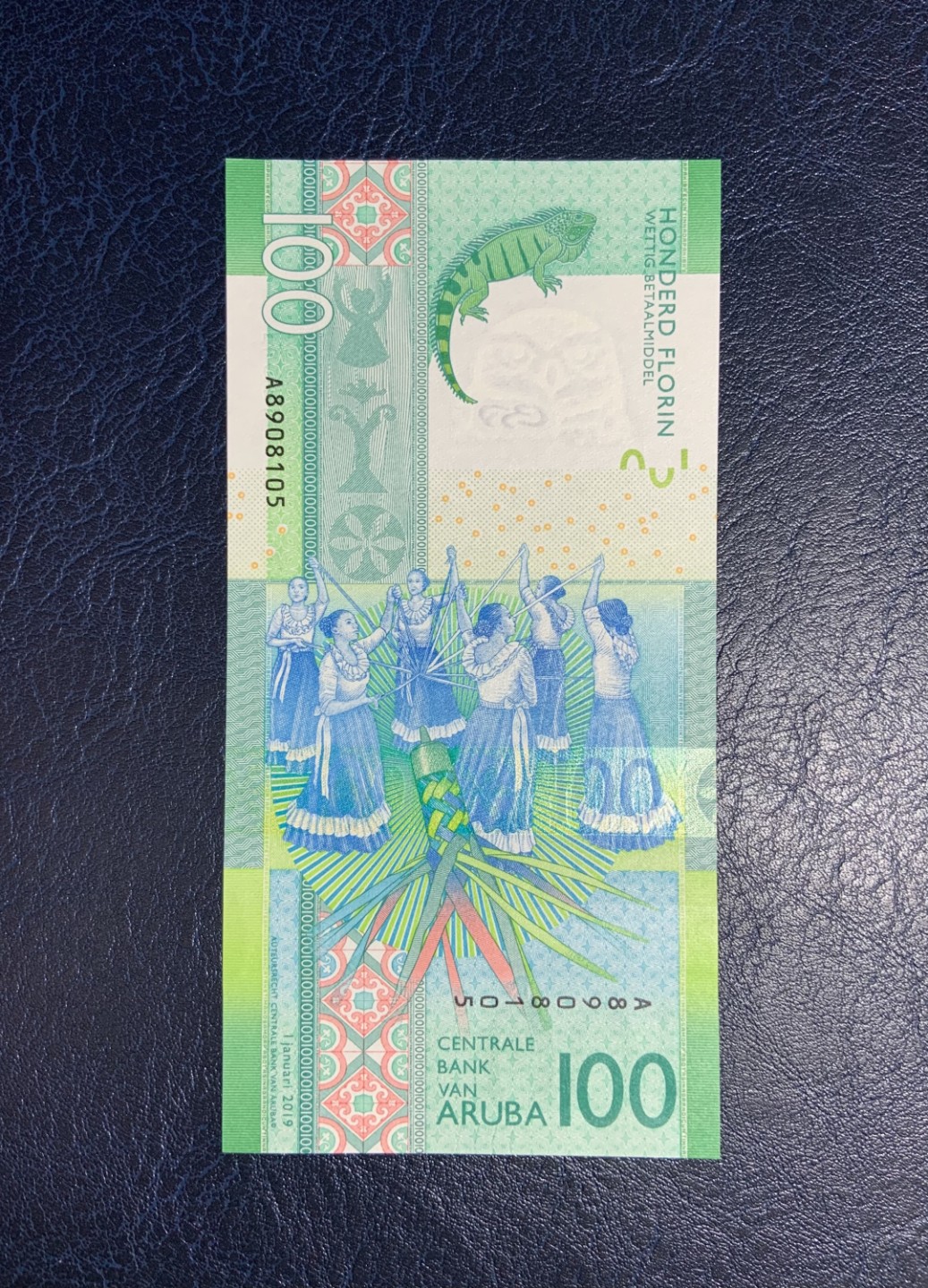 收藏联盟Quantum Auction 第186期拍卖(已更新) 阿鲁巴2019年100弗洛林 品相全新UNC 首发A冠号码无347