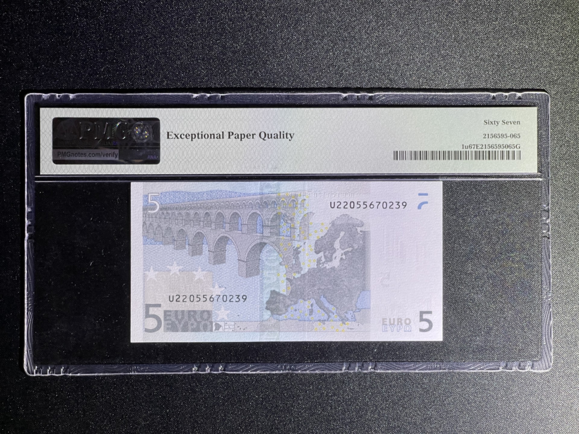 《张总收藏》70期——外币精品 欧元5欧 PMG67E 2002年 一签法国版