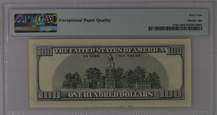 收藏联盟Quantum Auction 第187期拍卖 美国2006年100美元 PMG64e 老虎号55555