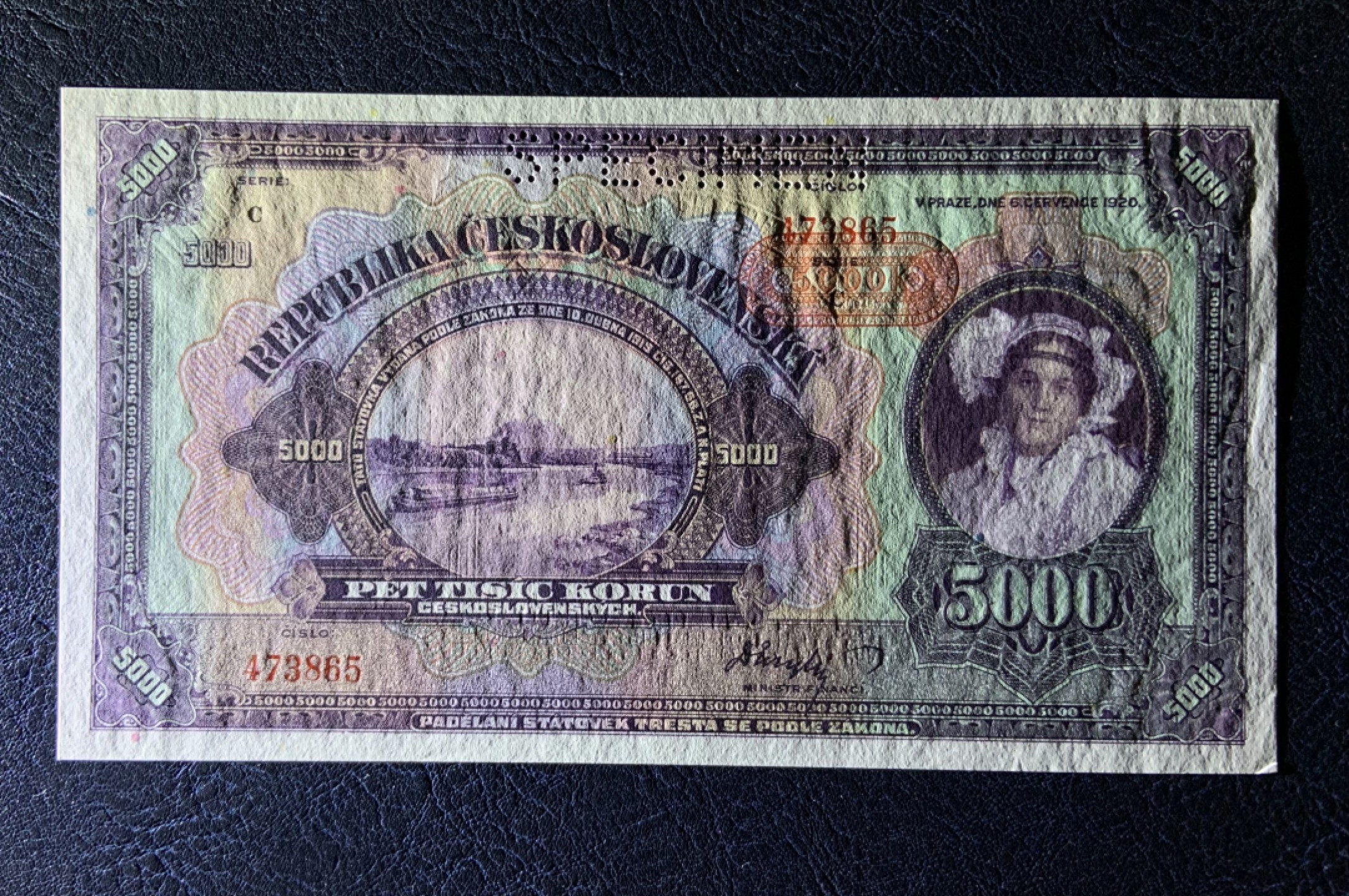 收藏联盟Quantum Auction 第187期拍卖 捷克斯洛伐克1920年5000克朗样票 品相全新UNC