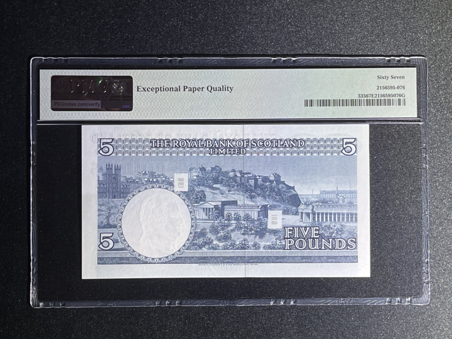 《张总收藏》70期——外币精品 苏格兰5镑 PMG67E 1970年 P-335 皇家银行稀少版本 冠军分 无47