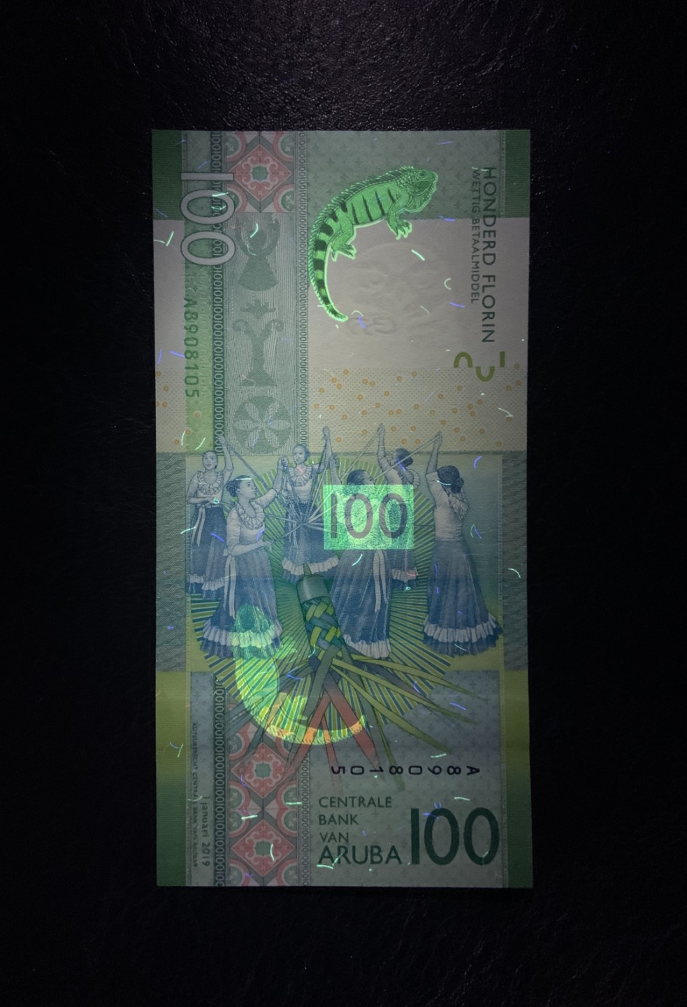 收藏联盟Quantum Auction 第186期拍卖(已更新) 阿鲁巴2019年100弗洛林 品相全新UNC 首发A冠号码无347