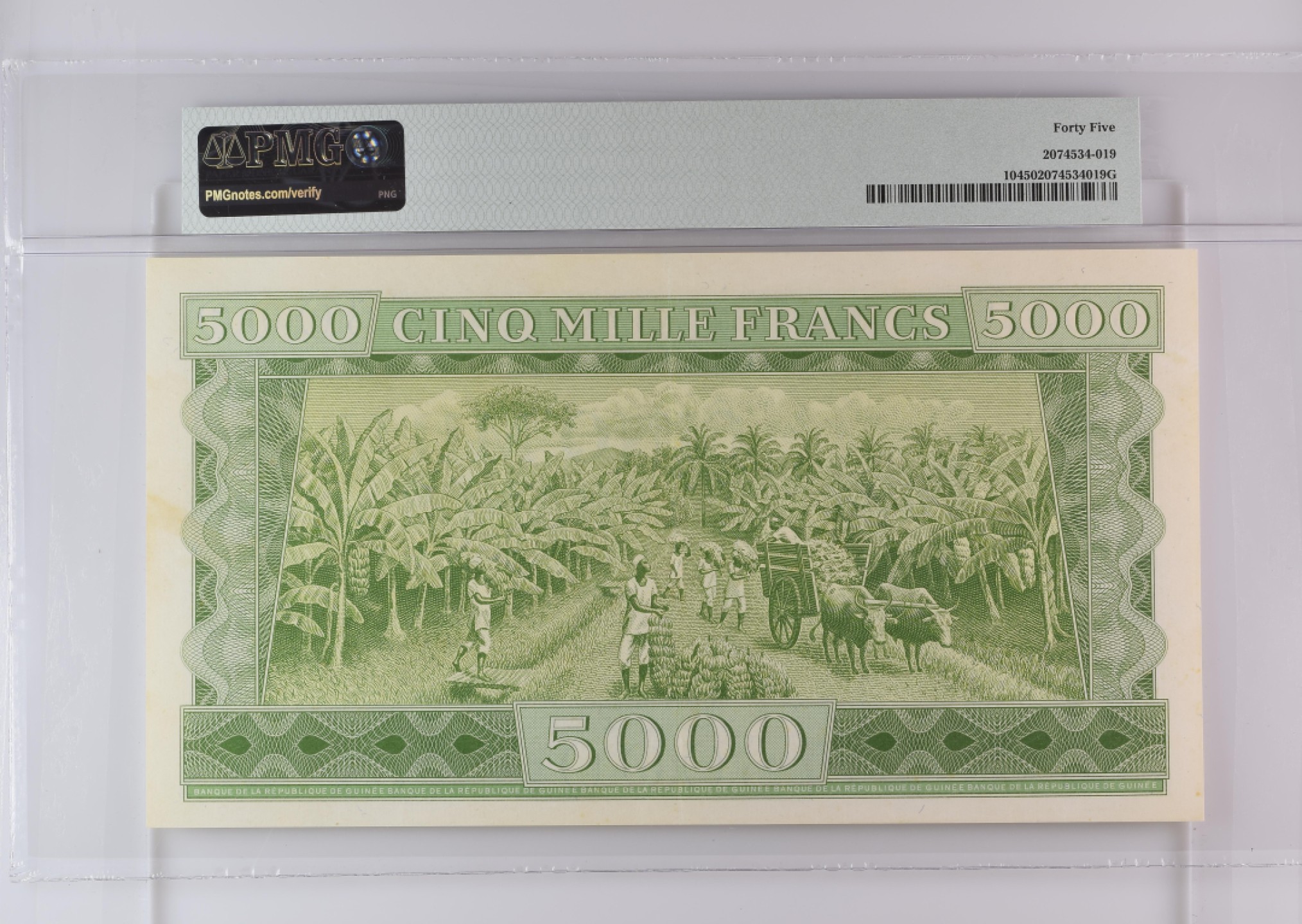 收藏联盟Quantum Auction 第187期拍卖 几内亚1958年5000法郎 PMG45 十分稀少 冠军分