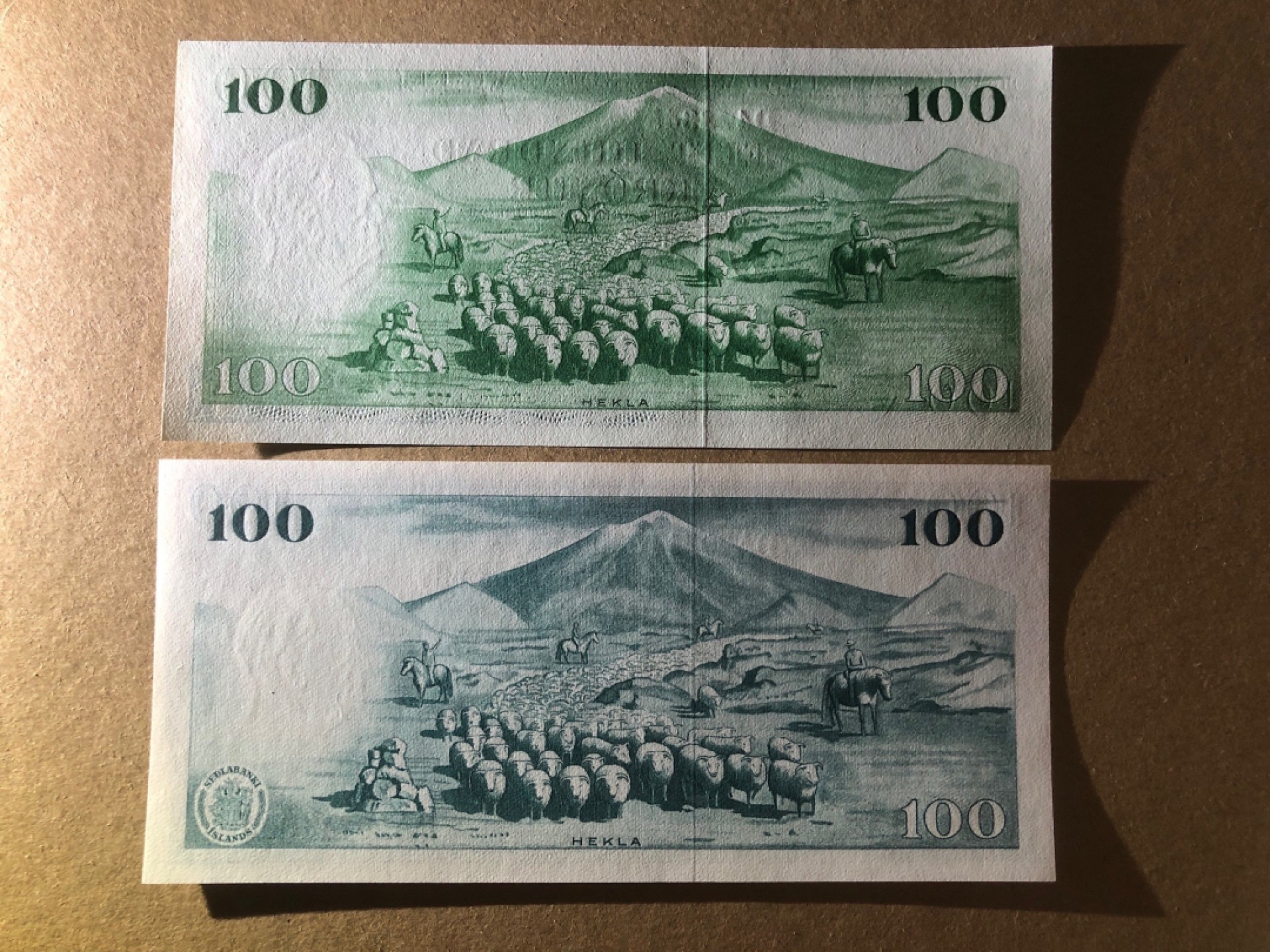 《张总收藏》70期——外币精品 冰岛100克朗2张 UNC 1957年初版、1961年再版