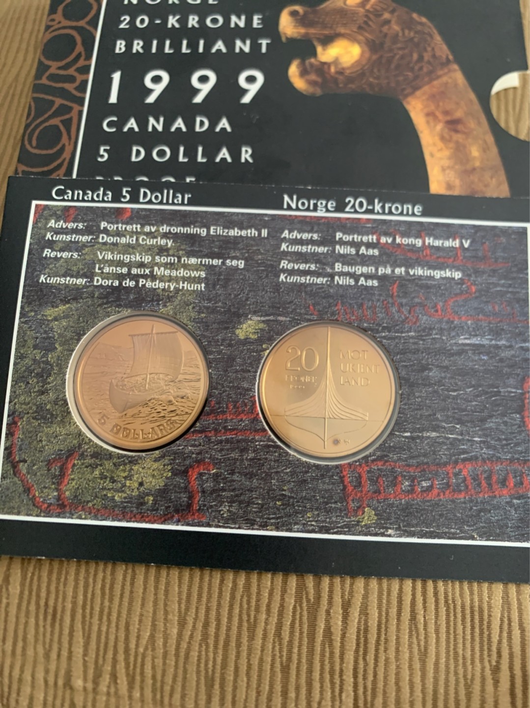 ⚜️圣域骑士收藏团之硬币散币专场 【总第8场】 1999年挪威🇳🇴加拿大🇨🇦联合发行维京登陆美洲1000周年纪念币