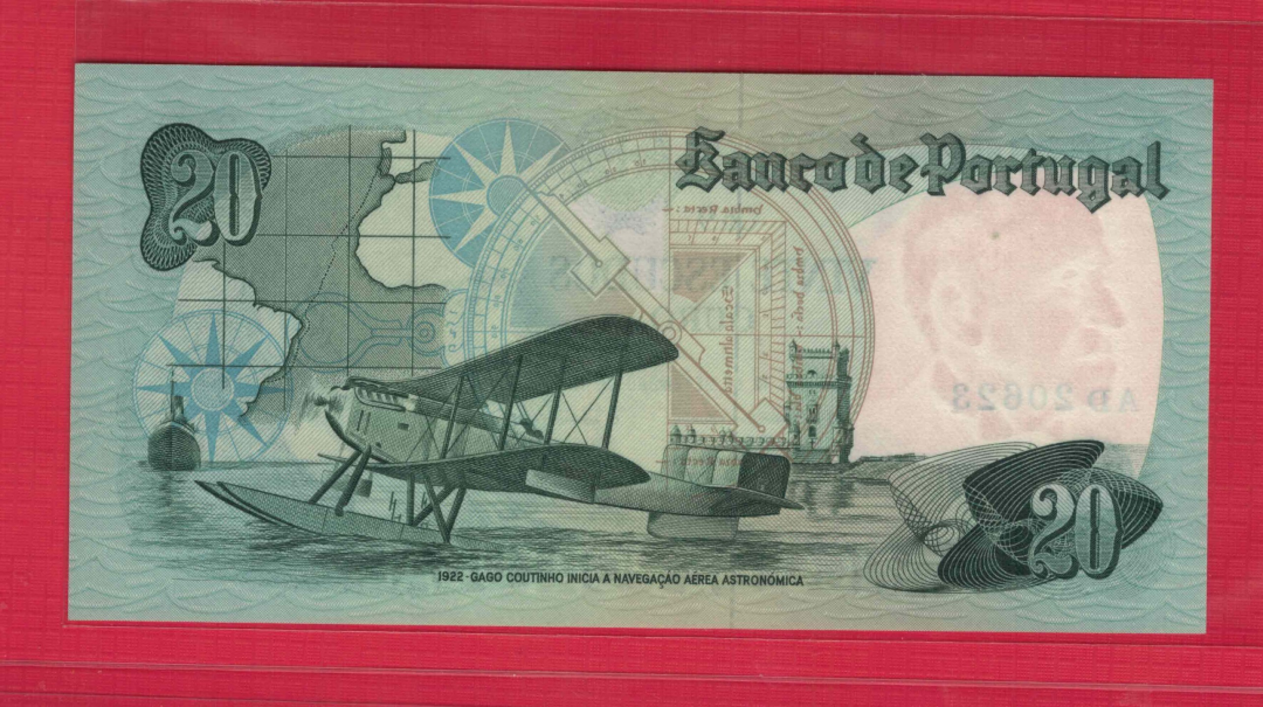 葡萄牙20埃斯库多 1978年 签名如图 P-176a 无47 两字母冠 欧洲 实物图 UNC