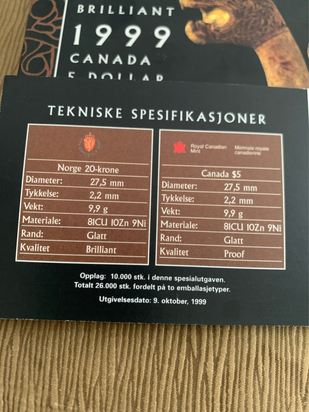 ⚜️圣域骑士收藏团之硬币散币专场 【总第8场】 1999年挪威🇳🇴加拿大🇨🇦联合发行维京登陆美洲1000周年纪念币