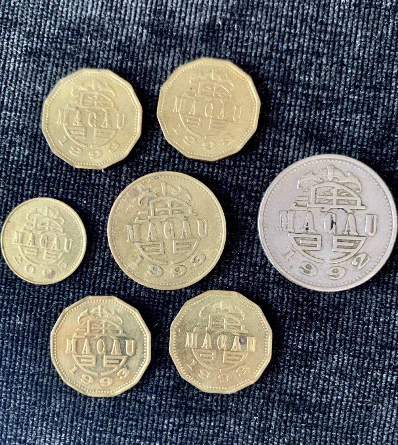 ⚜️圣域骑士收藏团之硬币散币专场 【总第8场】 亚洲 澳门🇲🇴 10分、20分、50分和1元 硬币一组(1992/1993/2005年)