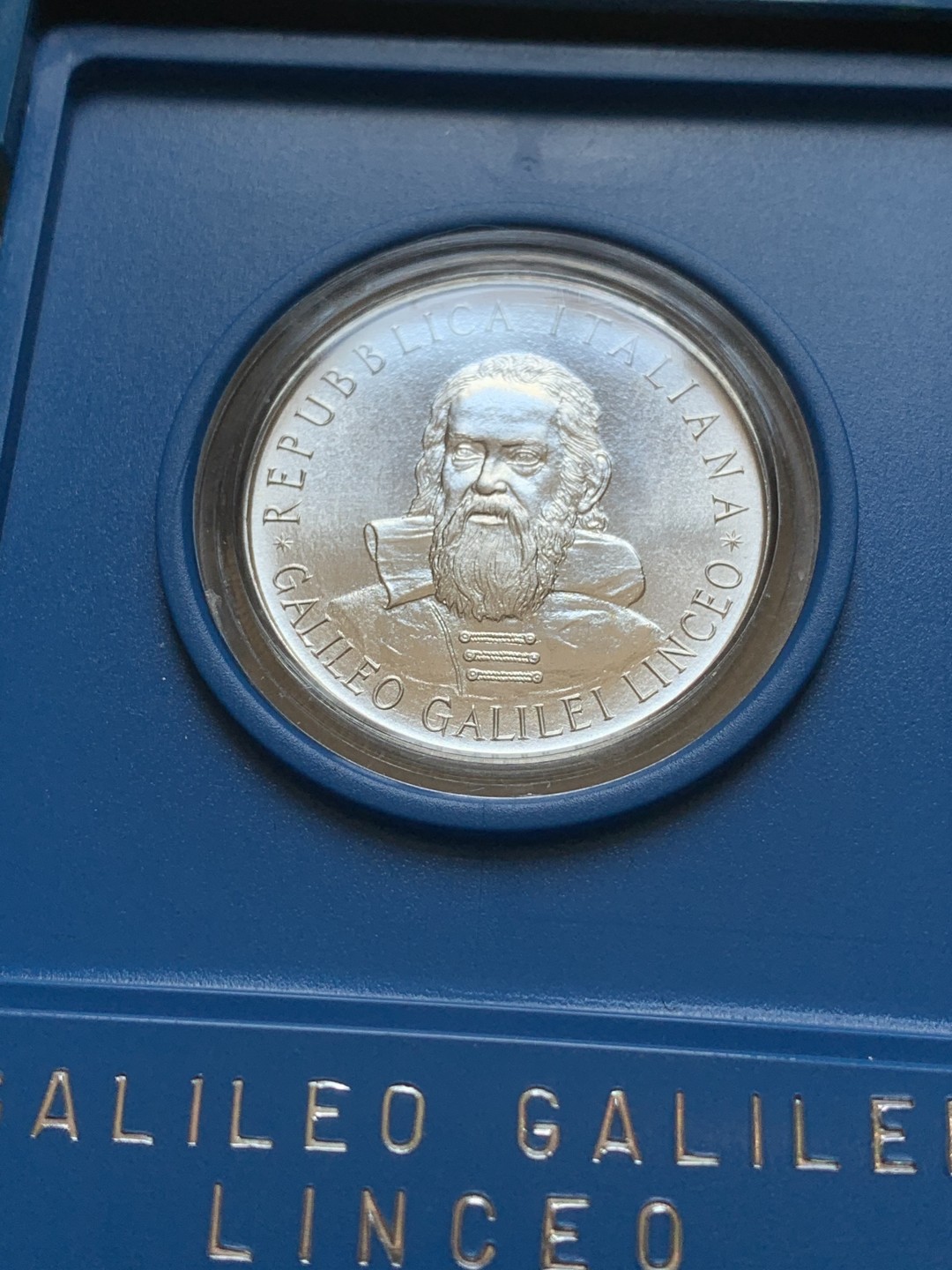 《竞宝斋》第89场-本周日，周一，周四，3场连拍（全场不限金额包邮） 原盒 意大利 1982年 伽利略500里拉银币 