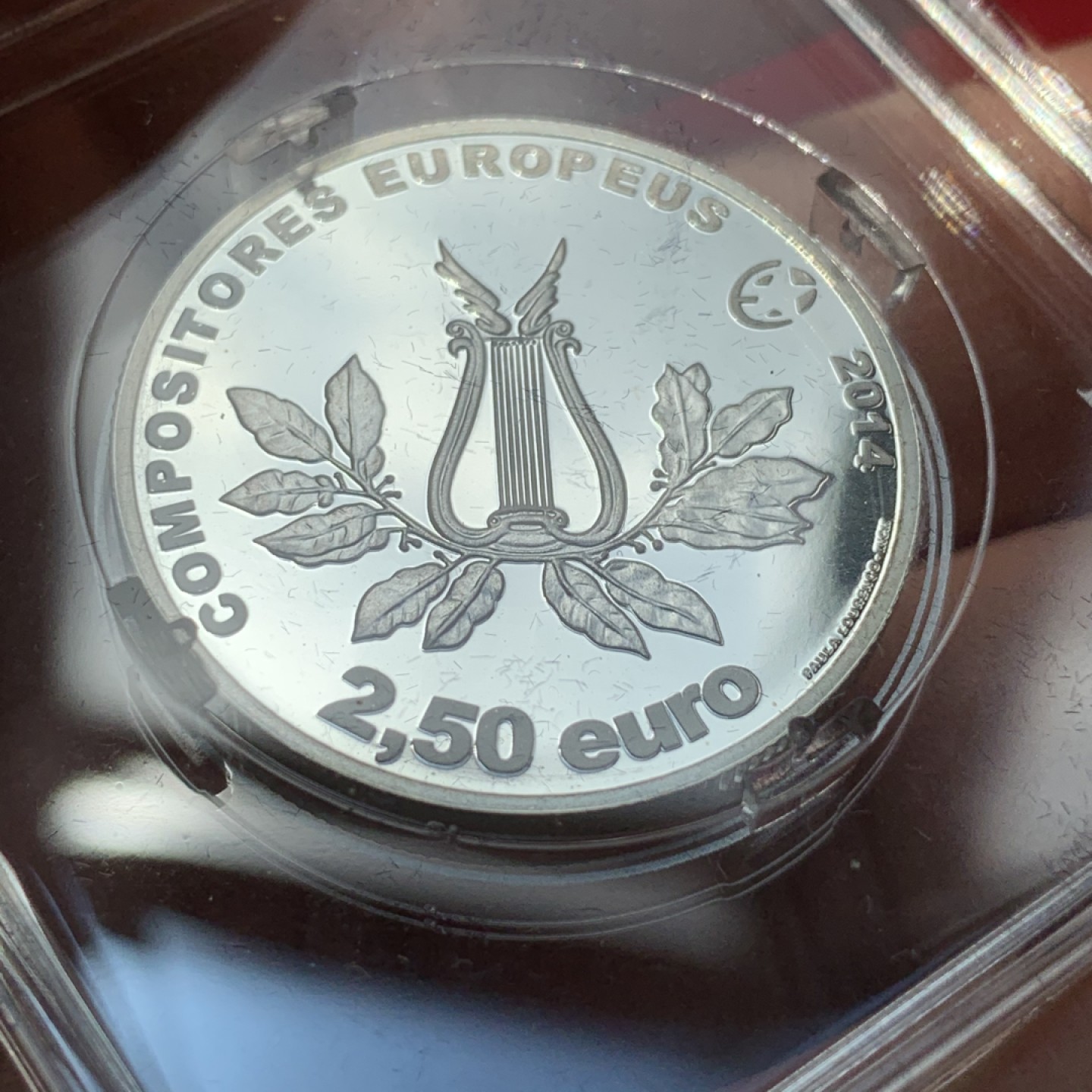 《竞宝斋》第89场-本周日，周一，周四，3场连拍（全场不限金额包邮） 葡萄牙 2014年 作曲家马克思 2.5欧元 精制银币 发行量3181枚 12克 925银