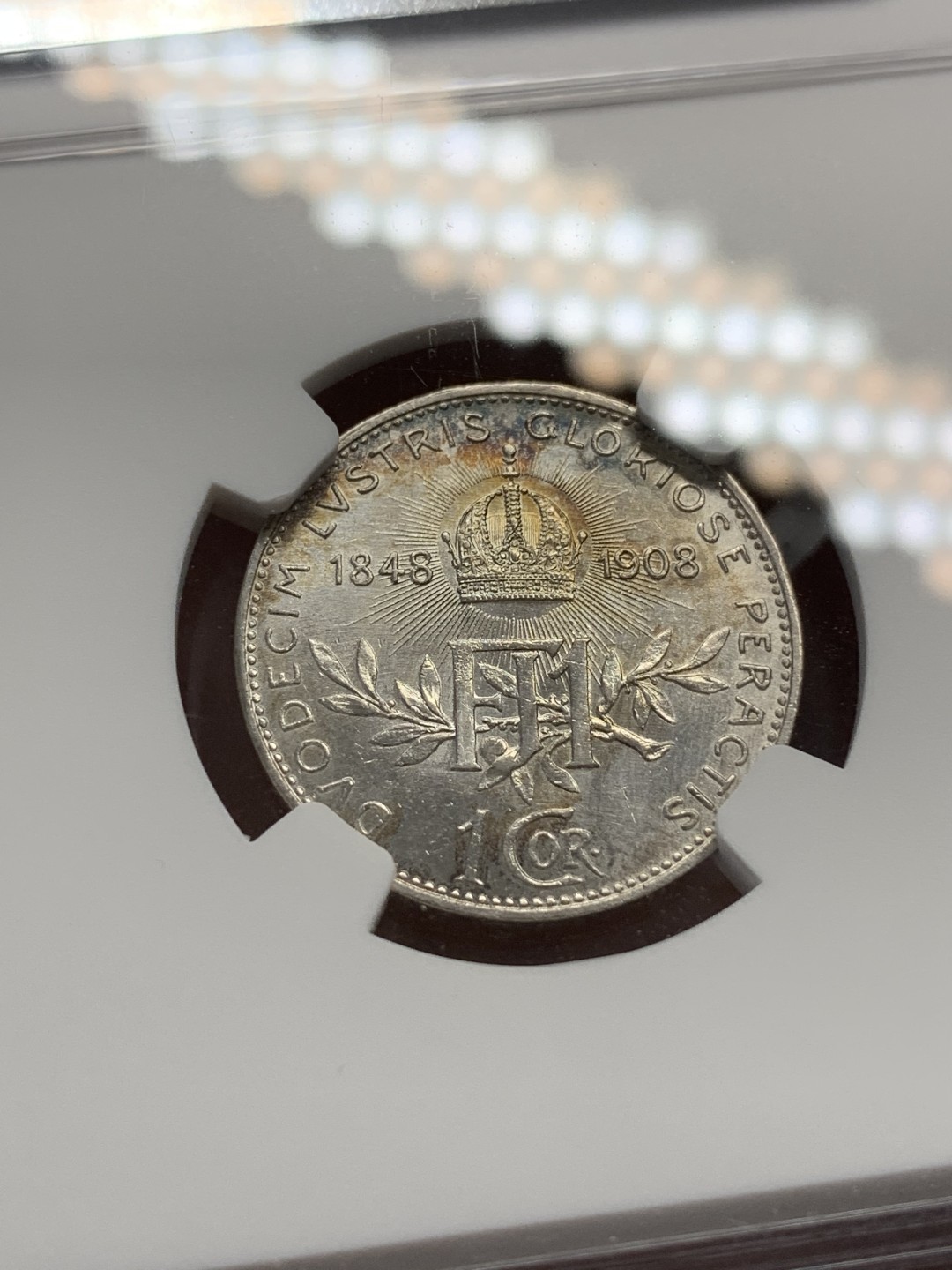 《竞宝斋》第89场-本周日，周一，周四，3场连拍（全场不限金额包邮） NGC-UNC 1908年奥地利60周年1克朗