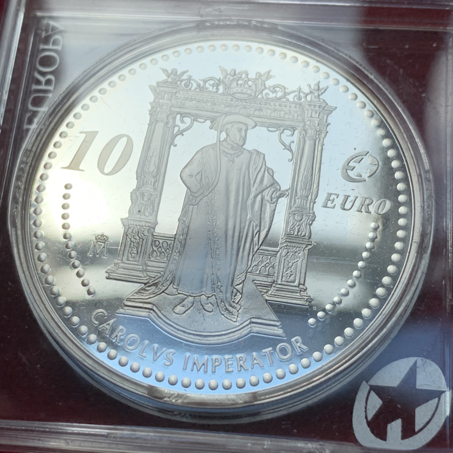 《竞宝斋》第89场-本周日，周一，周四，3场连拍（全场不限金额包邮） 西班牙 2006年 欧洲杰出人物卡洛斯五世 10欧元 精制大银币 27克 925银