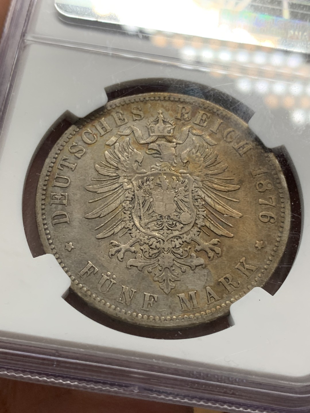 《竞宝斋》第89场-本周日，周一，周四，3场连拍（全场不限金额包邮） NGC-XFD  德国普鲁士 1876年B 威廉一世 5马克银币  