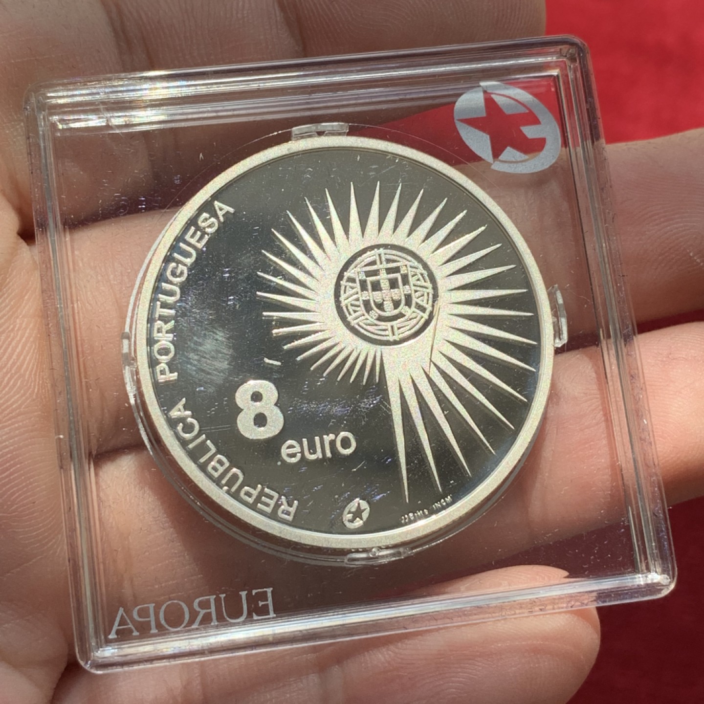 《竞宝斋》第89场-本周日，周一，周四，3场连拍（全场不限金额包邮） 葡萄牙 2004年 欧盟扩大 8欧元 精制大银币 31.1克 925银