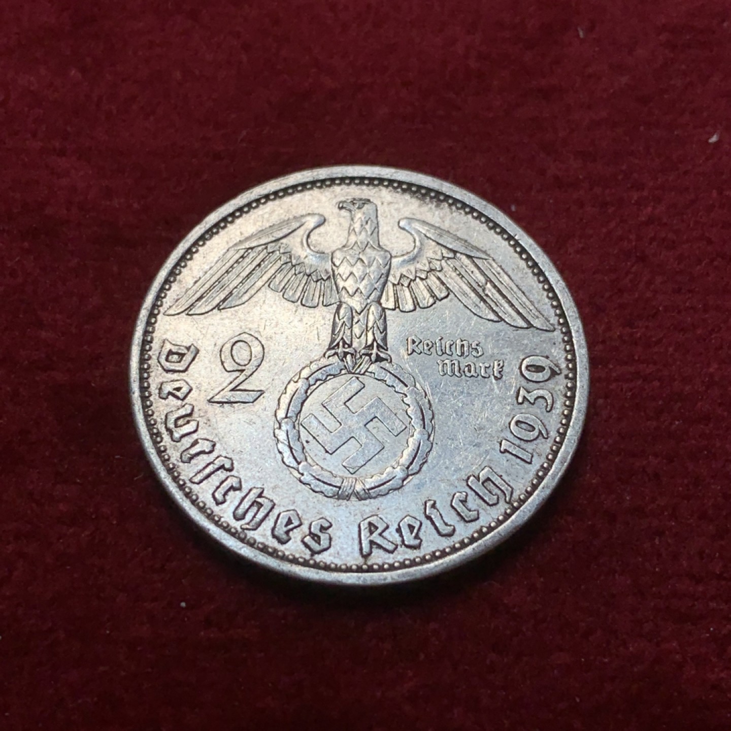 《竞宝斋》第89场-本周日，周一，周四，3场连拍（全场不限金额包邮） 德国 1939年 A版 兴登堡 2马克 银币