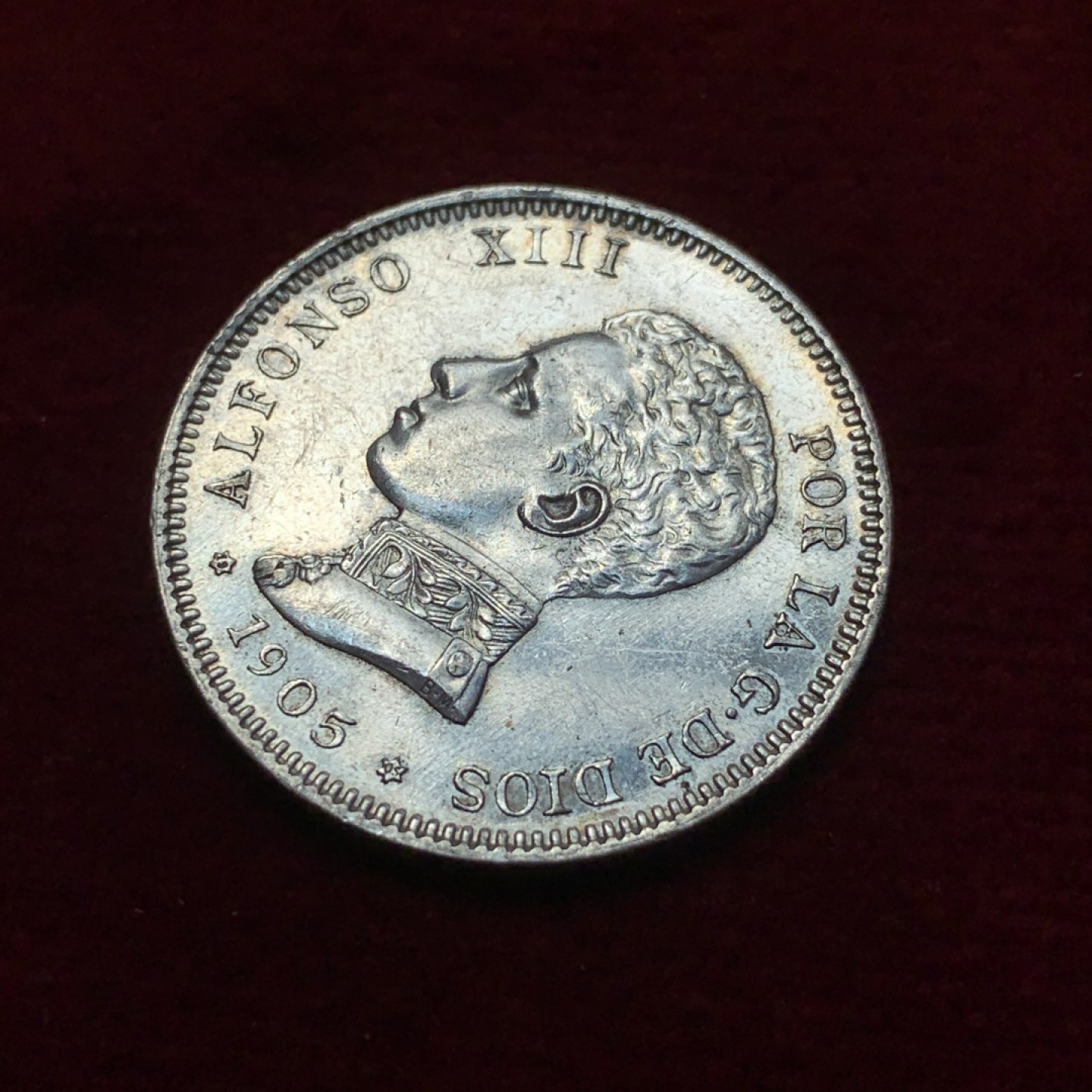 《竞宝斋》第89场-本周日，周一，周四，3场连拍（全场不限金额包邮） 1905年西班牙2比塞塔 银币