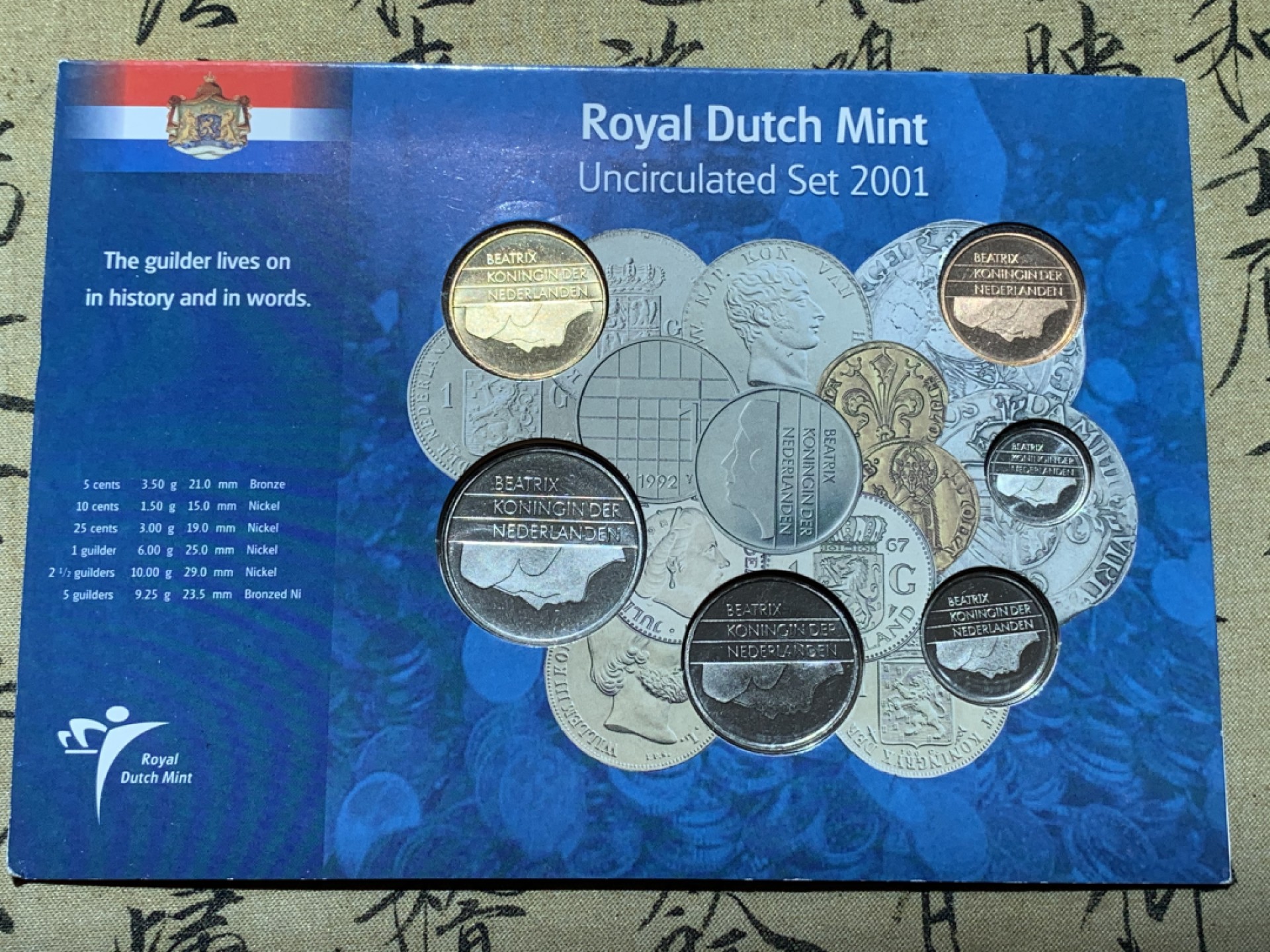 《竞宝斋》第89场-本周日，周一，周四，3场连拍（全场不限金额包邮） 卡装 荷兰2001年 欧元前最后一套本国货币 朱丽安娜六枚套 