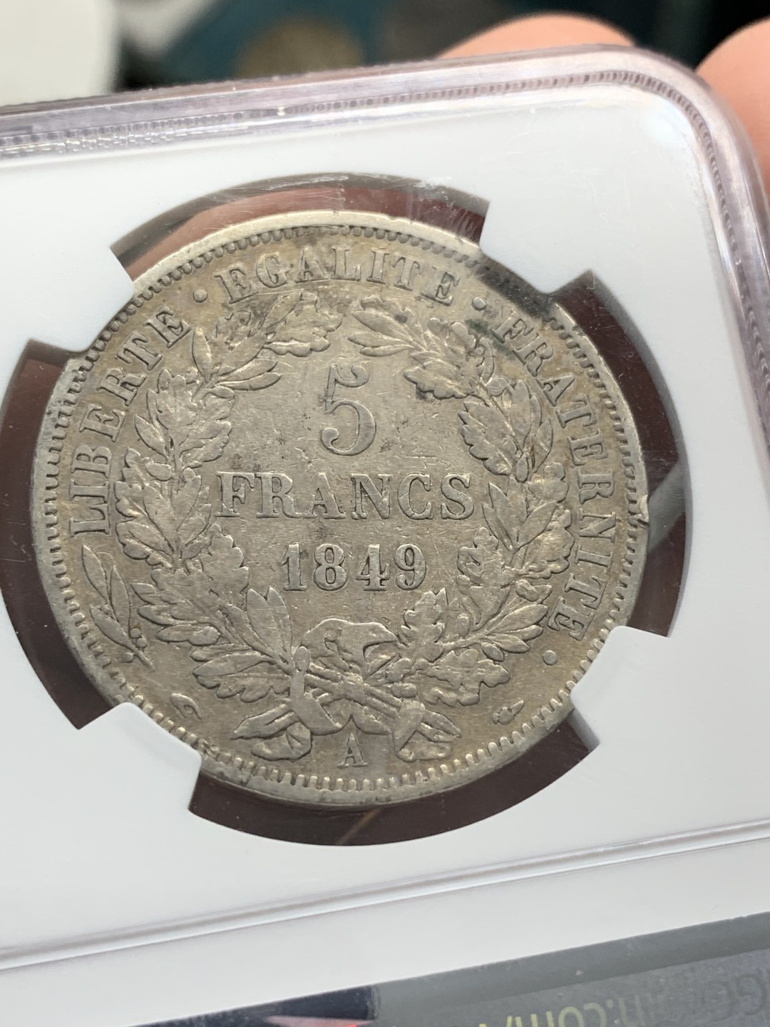 《竞宝斋》第89场-本周日，周一，周四，3场连拍（全场不限金额包邮） NGC-XFD  法国 1849年A 谷物女神 5法郎银币