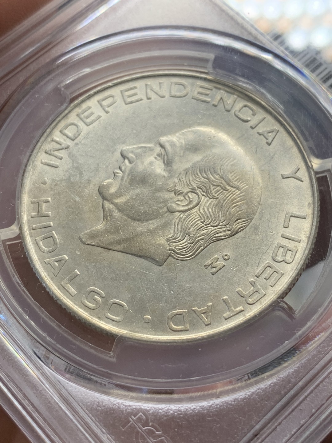 《竞宝斋》第89场-本周日，周一，周四，3场连拍（全场不限金额包邮） PCGS-AU58  墨西哥 1956年MO 伊达尔戈5比索银币 