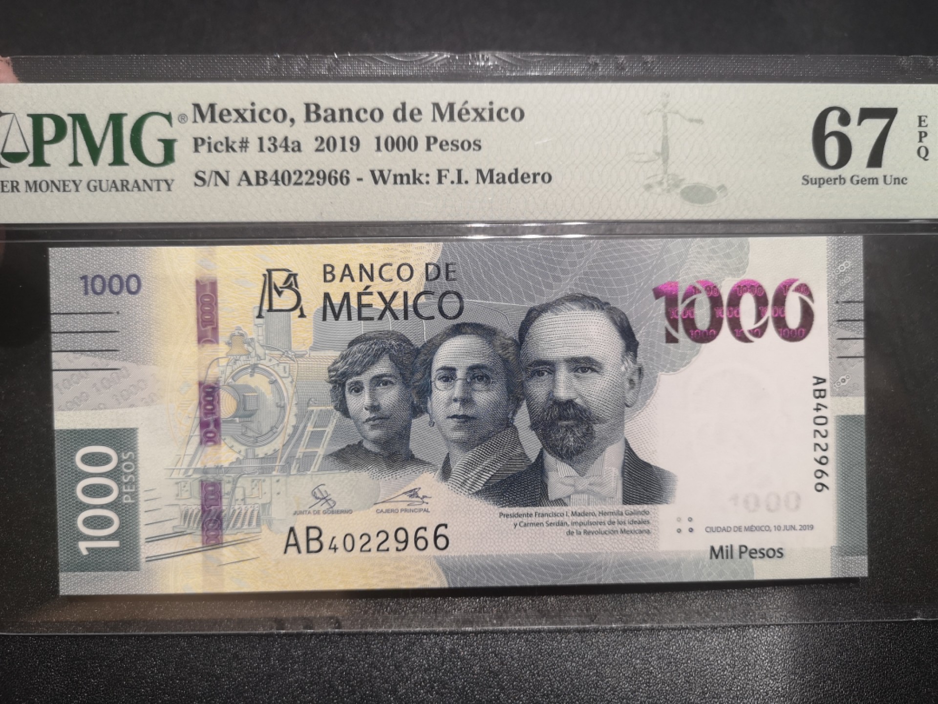 《外钞收藏家》第一百九十七期 2019年墨西哥1000比索 PMG67