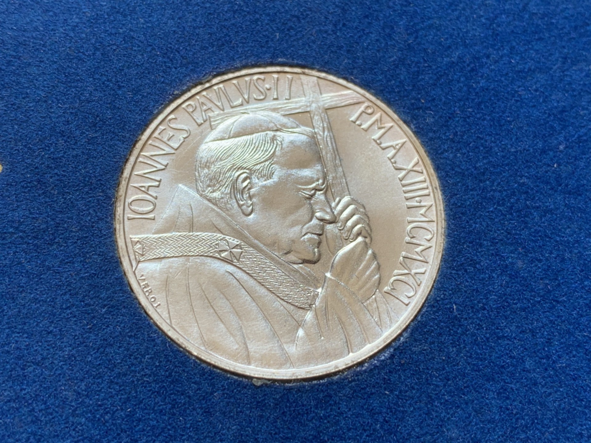 《竞宝斋》第89场-本周日，周一，周四，3场连拍（全场不限金额包邮） 卡装 梵蒂冈1991年 约翰保罗二世 500里拉银币 BU状态 少见品种