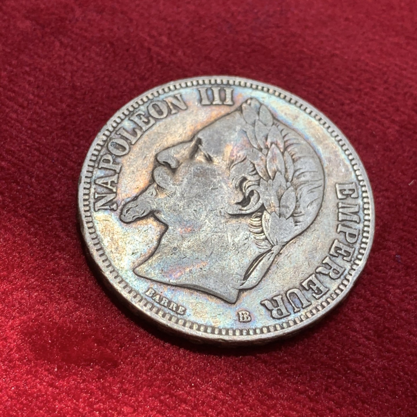 《竞宝斋》第89场-本周日，周一，周四，3场连拍（全场不限金额包邮） 法国 1870年 拿三5法郎大银币 原味带彩