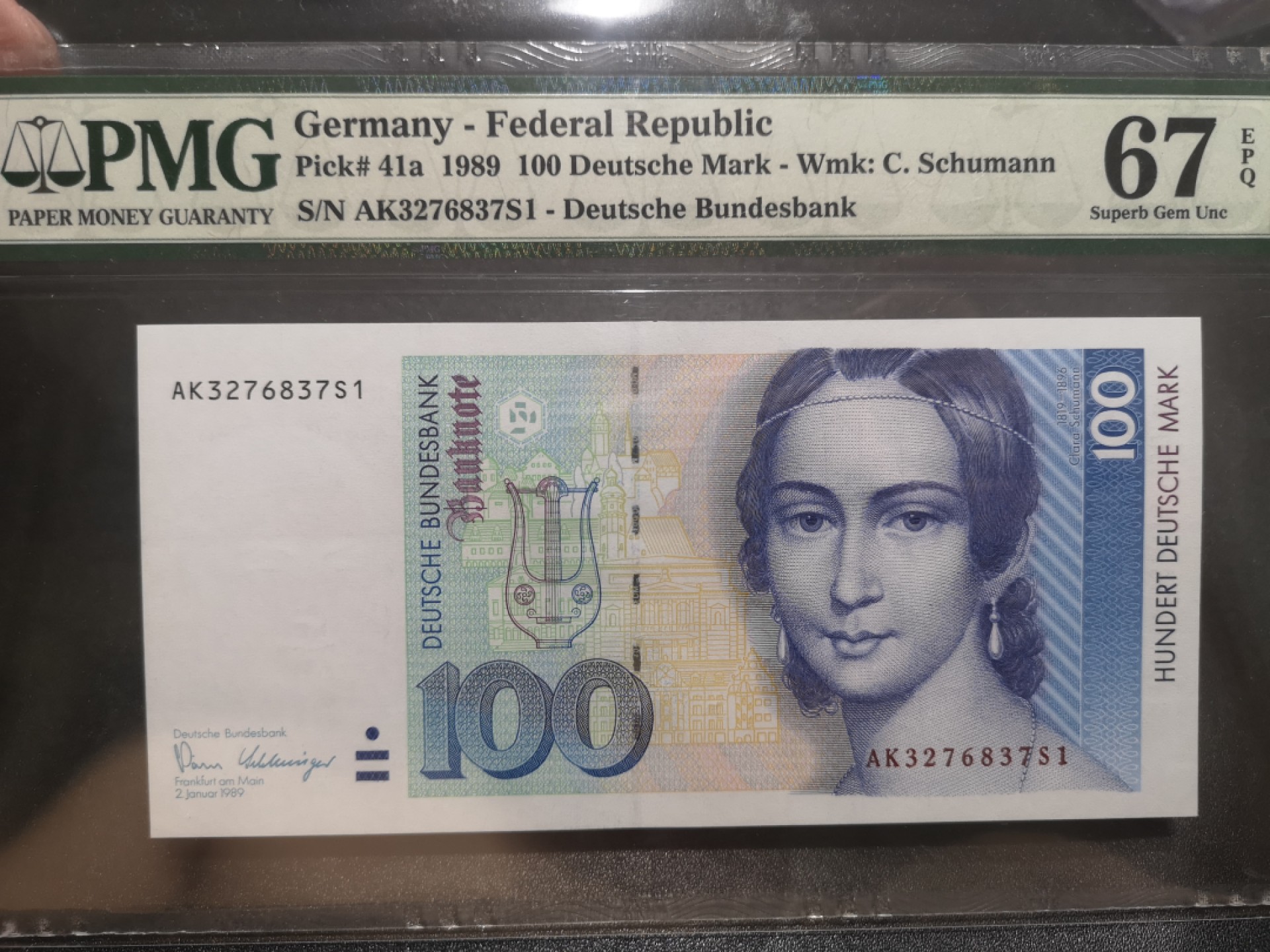 《外钞收藏家》第一百九十七期 1989年德国100马克 克拉拉 PMG67