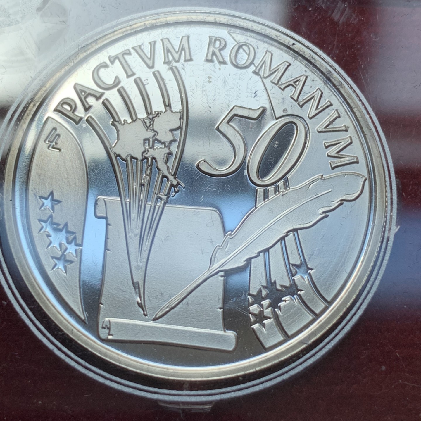 《竞宝斋》第89场-本周日，周一，周四，3场连拍（全场不限金额包邮） 比利时 2007年 罗马条约签订 10欧元 大银币 18.75克 925银