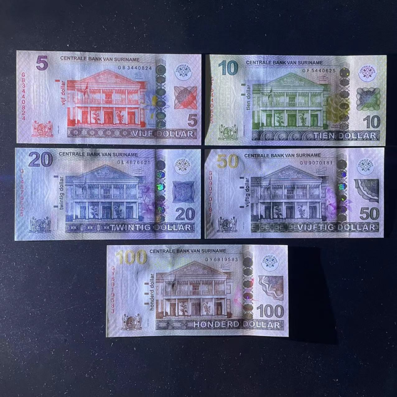 《外钞收藏家》第一百九十七期 2019年苏里南一套五张 全新UNC