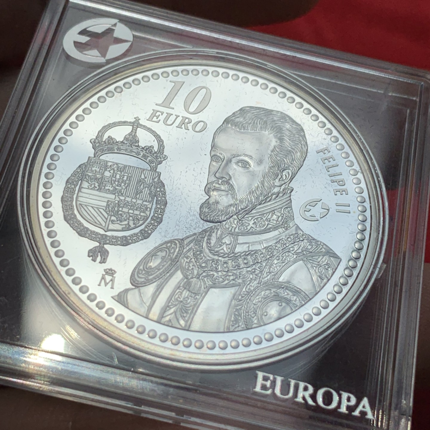 《竞宝斋》第89场-本周日，周一，周四，3场连拍（全场不限金额包邮） 西班牙 2009年 欧洲历史人物费利佩二世 10欧元 大银币 27克 925银