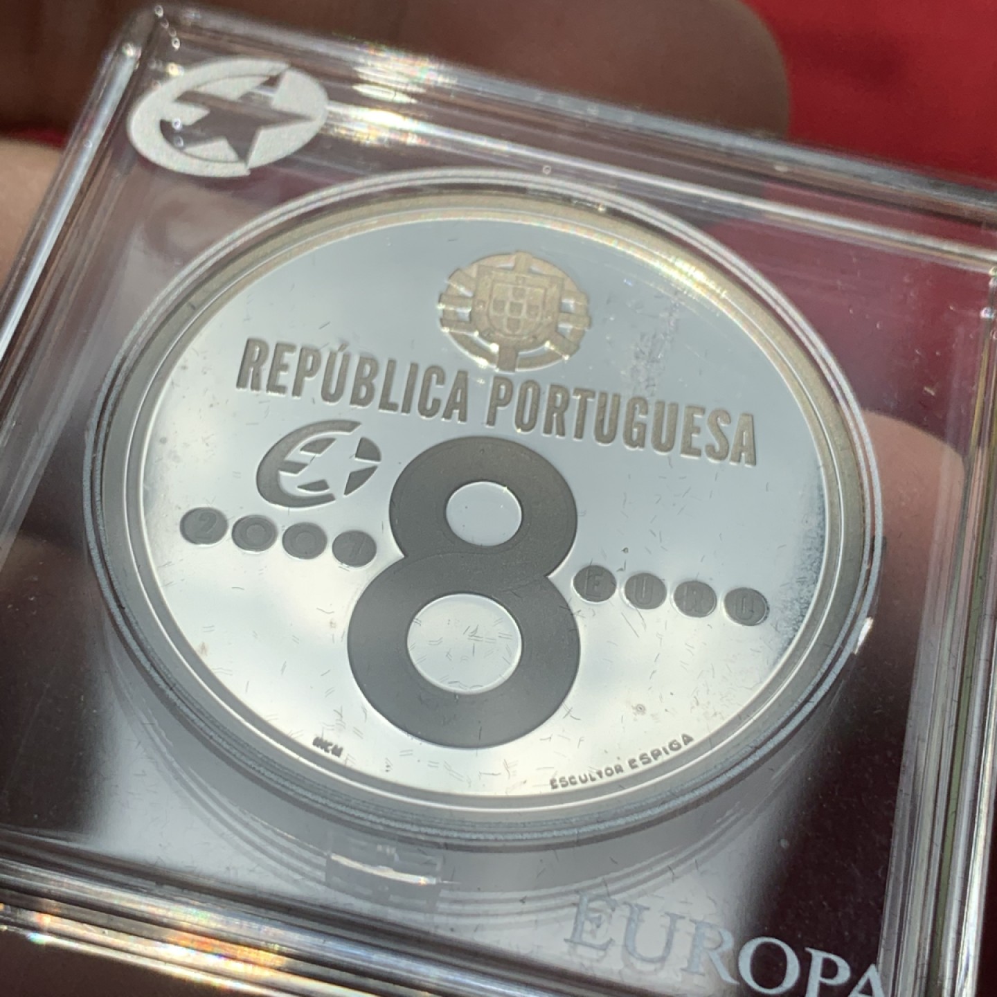 《竞宝斋》第89场-本周日，周一，周四，3场连拍（全场不限金额包邮） 葡萄牙 2007年 第一架飞艇帕萨罗拉 8欧元精制 大银币 31.1克 925银