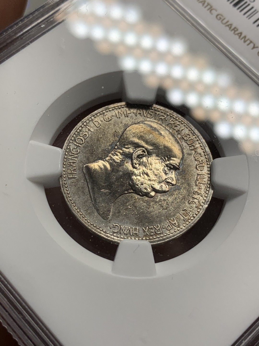 《竞宝斋》第89场-本周日，周一，周四，3场连拍（全场不限金额包邮） NGC-UNC 1908年奥地利60周年1克朗