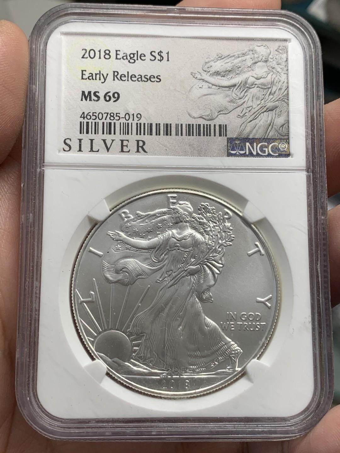 《竞宝斋》第89场-本周日，周一，周四，3场连拍（全场不限金额包邮） NGC-MS69  美国 2018年 自由女神 1美元银币 