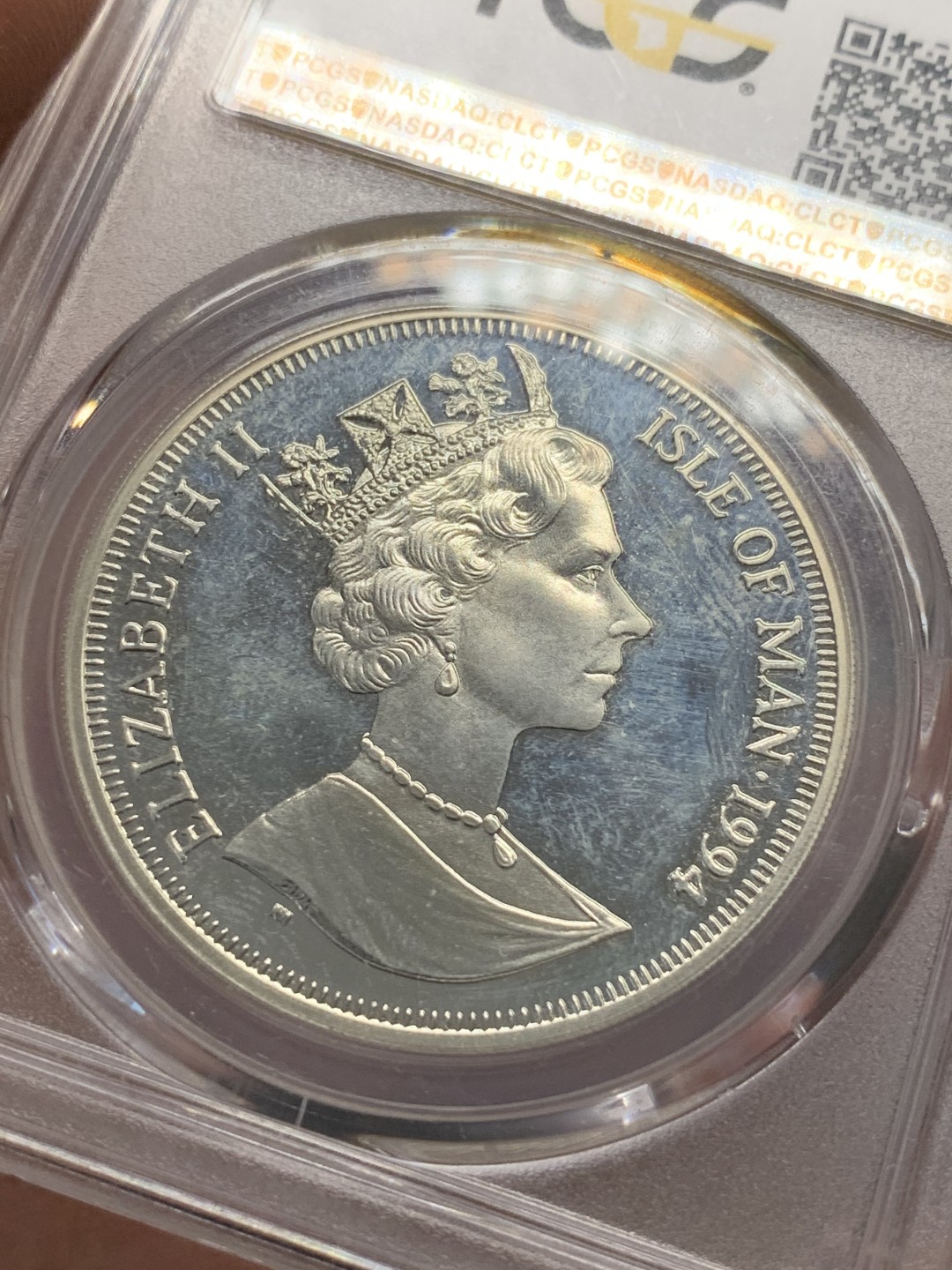 《竞宝斋》第89场-本周日，周一，周四，3场连拍（全场不限金额包邮） PCGS-PR64  马恩岛 1994年 纪念第一次横跨大西洋克朗银币 