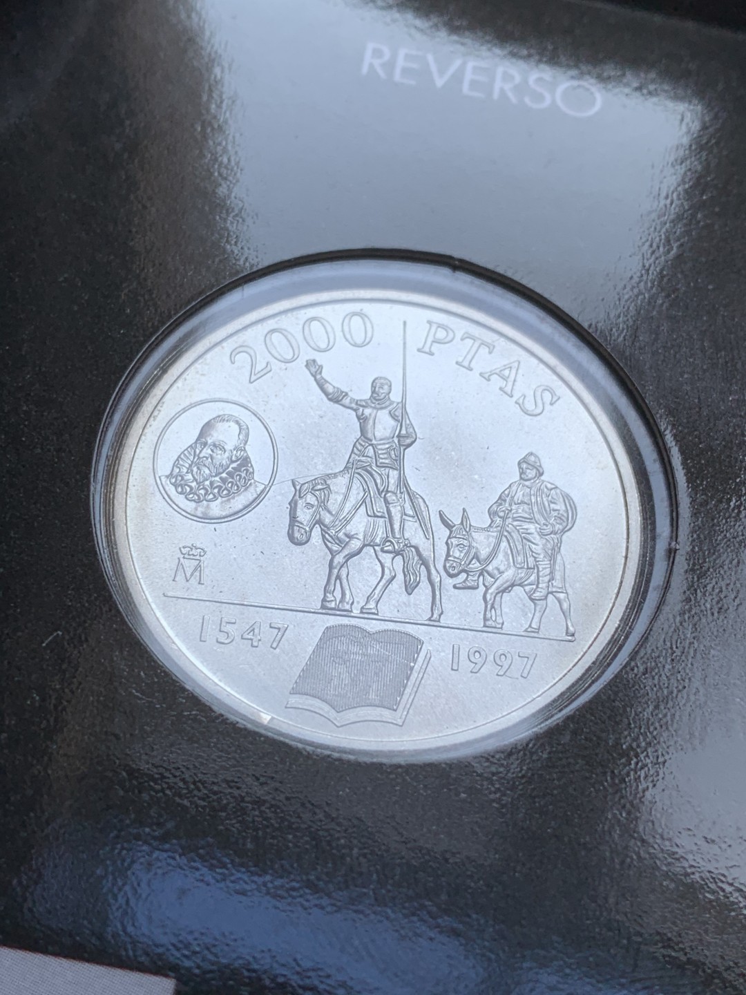 《竞宝斋》第89场-本周日，周一，周四，3场连拍（全场不限金额包邮） 卡装西班牙1997年 唐吉歌德 2000比塞塔大银币