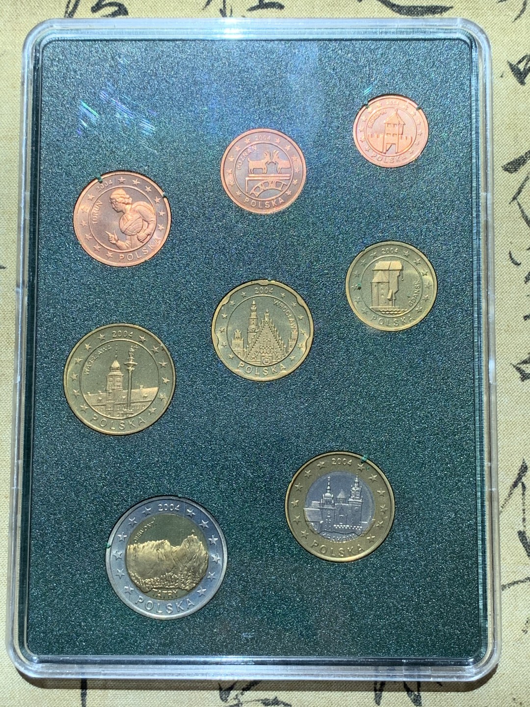 《竞宝斋》第89场-本周日，周一，周四，3场连拍（全场不限金额包邮） 波兰 2004年 ESSAI厂 试铸欧元样币 1分到2欧元 一共8枚 非常少见