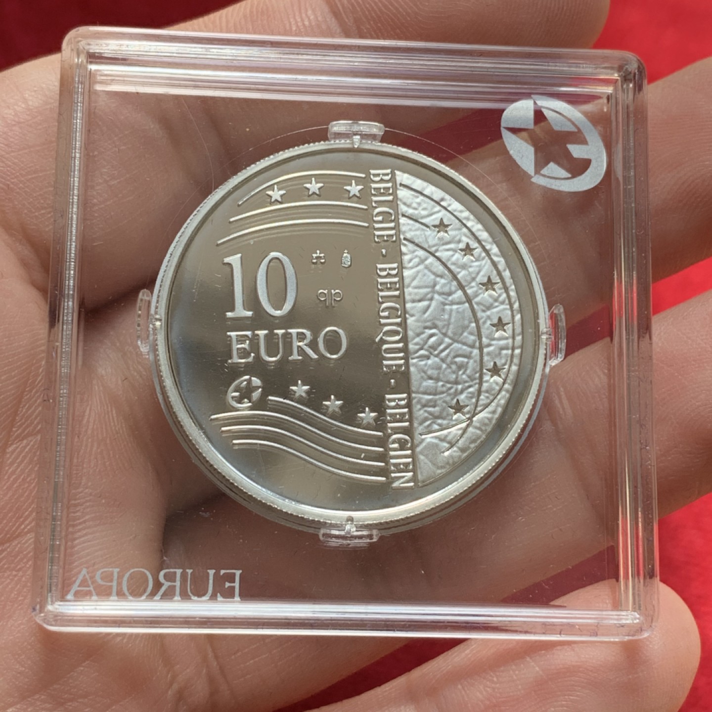 《竞宝斋》第89场-本周日，周一，周四，3场连拍（全场不限金额包邮） 比利时 2004年 扩大欧盟 10欧元 大银币 18.75克 925银