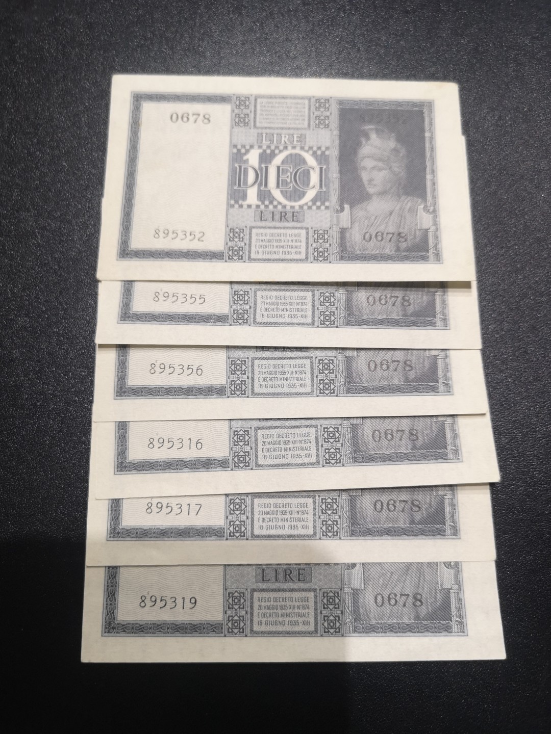 《外钞收藏家》第一百九十七期 1944年意大利10里拉 6张 近全新