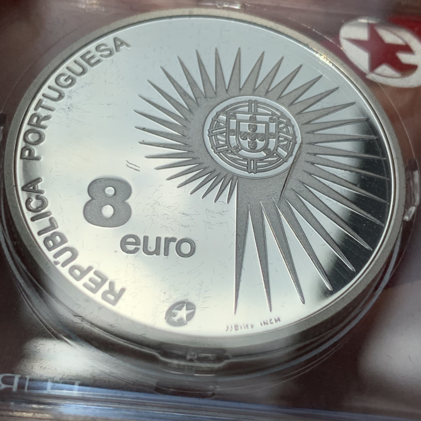 《竞宝斋》第89场-本周日，周一，周四，3场连拍（全场不限金额包邮） 葡萄牙 2004年 欧盟扩大 8欧元 精制大银币 31.1克 925银