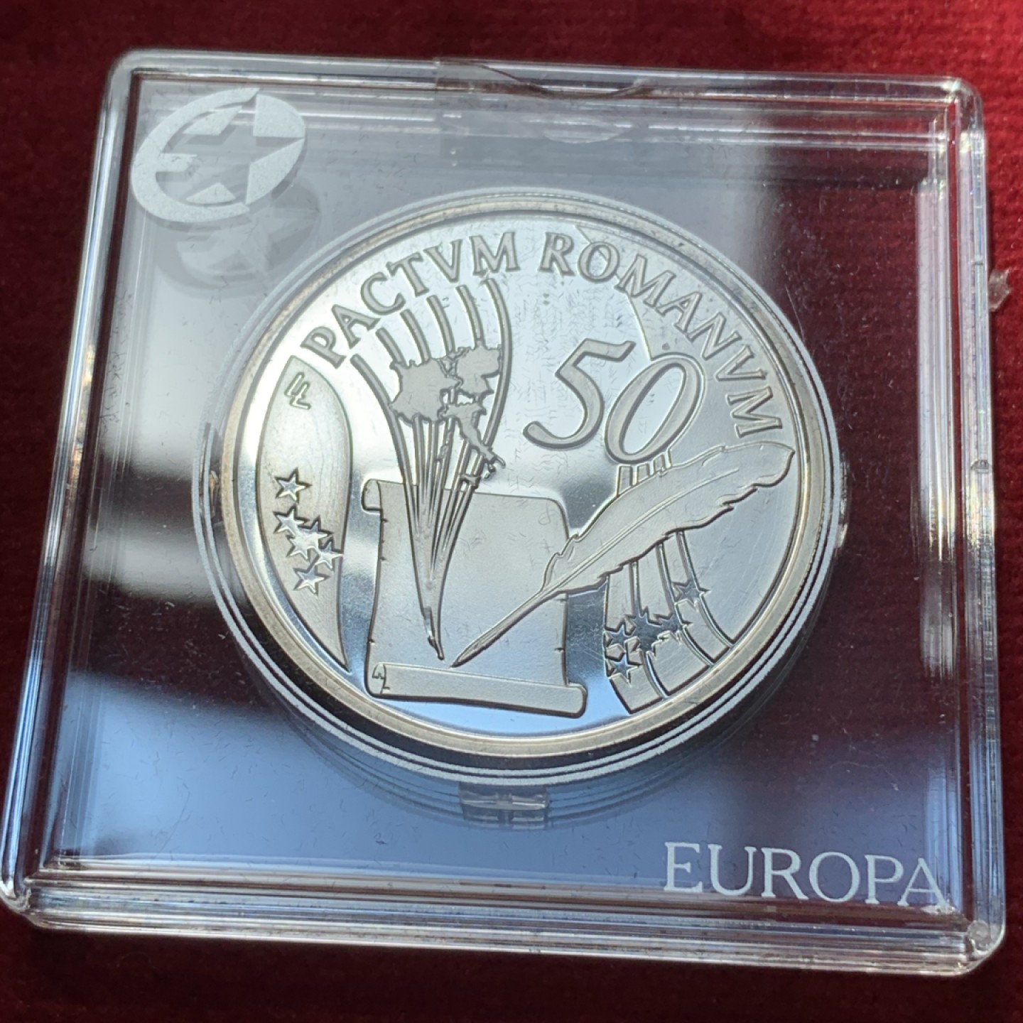 《竞宝斋》第89场-本周日，周一，周四，3场连拍（全场不限金额包邮） 比利时 2007年 罗马条约签订 10欧元 大银币 18.75克 925银