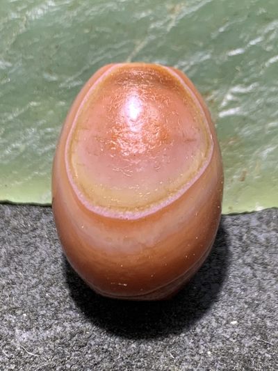 精美高玉化天眼风化纹缠丝玛瑙随形桶珠一颗， - 精美高玉化天眼风化纹缠丝玛瑙随形桶珠一颗，