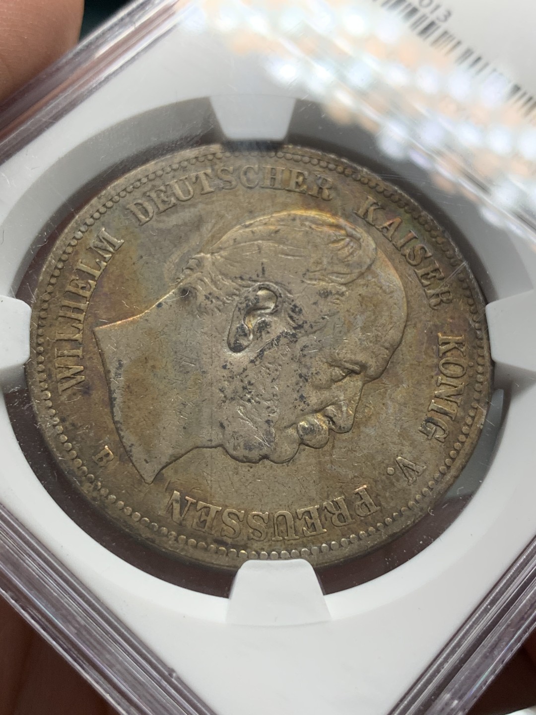 《竞宝斋》第89场-本周日，周一，周四，3场连拍（全场不限金额包邮） NGC-XFD  德国普鲁士 1876年B 威廉一世 5马克银币  