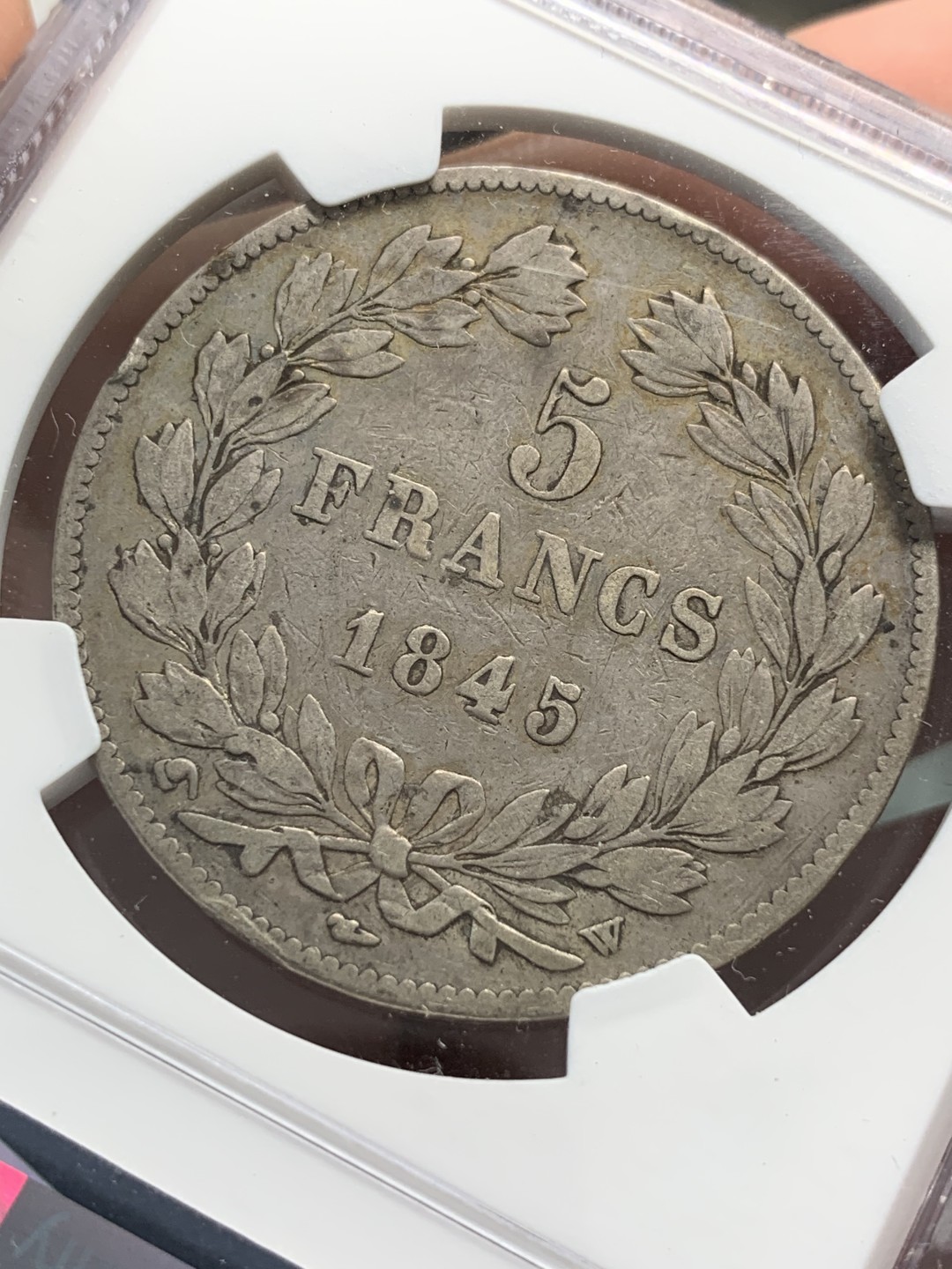 《竞宝斋》第89场-本周日，周一，周四，3场连拍（全场不限金额包邮） NGC-XFD  法国 1845年W 菲利普一世 5法郎银币  