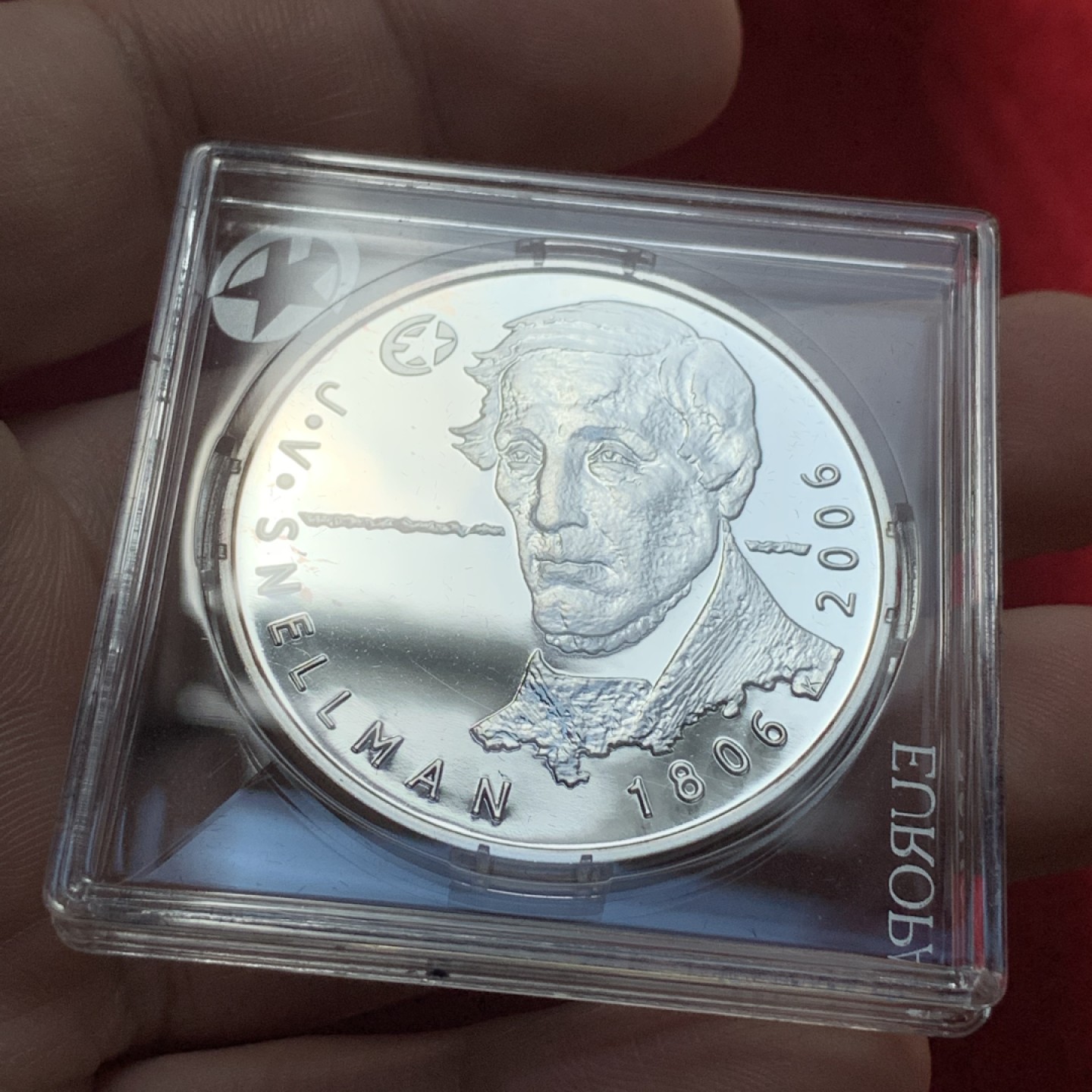 《竞宝斋》第89场-本周日，周一，周四，3场连拍（全场不限金额包邮） 芬兰 2006年斯内尔曼诞辰 200 周年 10欧元 精制大银币 25.5克 925银