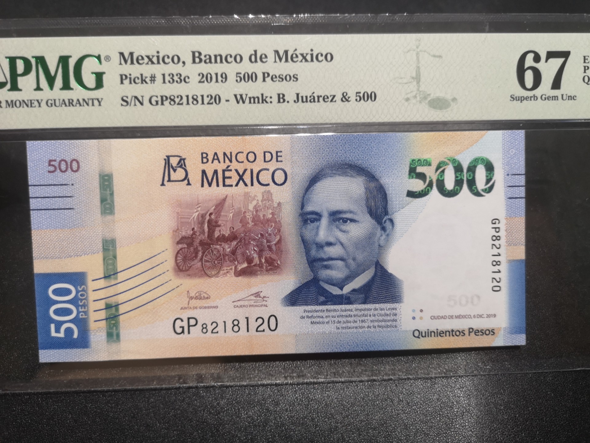 《外钞收藏家》第一百九十七期 2019年墨西哥500比索 PMG67 无47