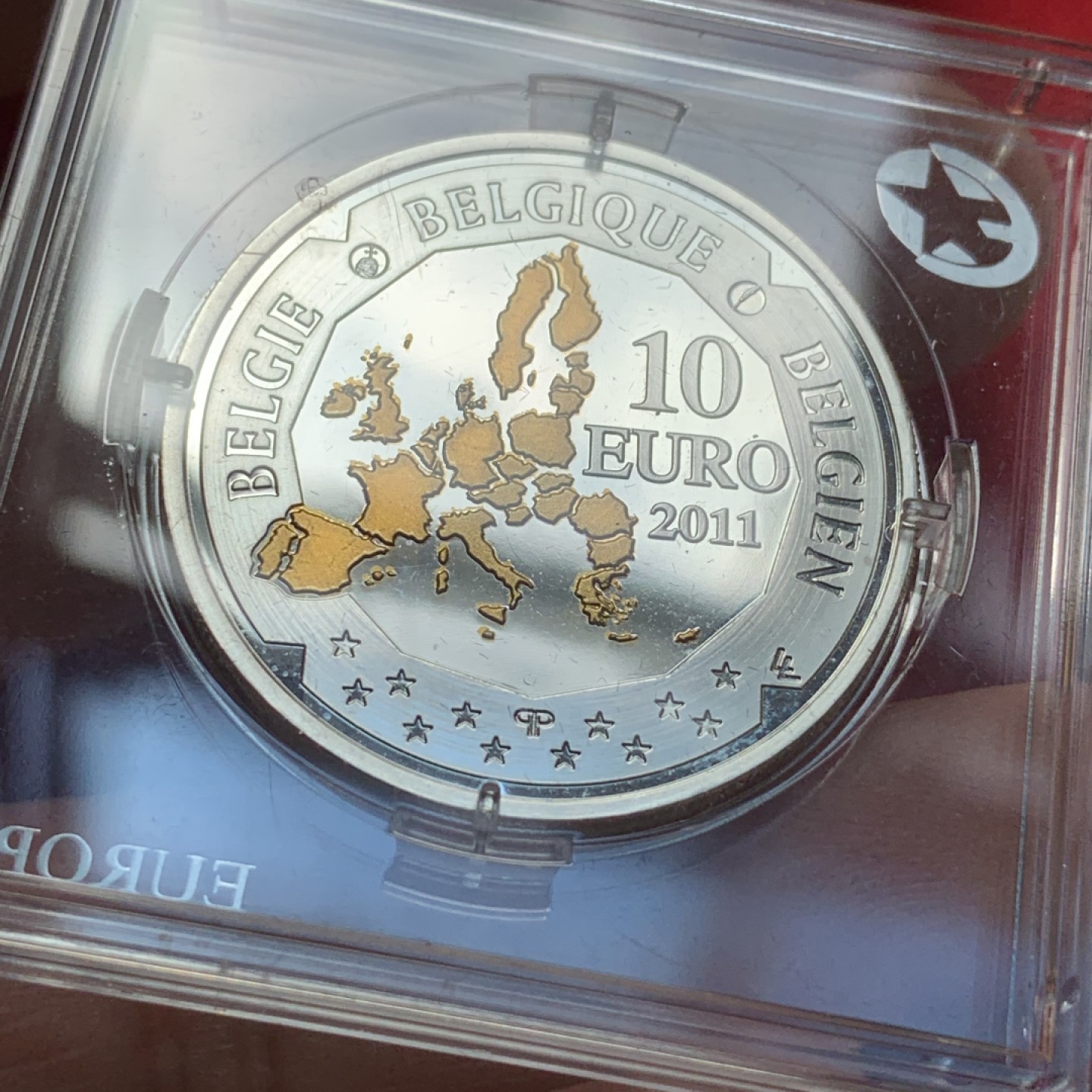 《竞宝斋》第89场-本周日，周一，周四，3场连拍（全场不限金额包邮） 比利时 2011年 深海勘探纪念 镀金 大银币 18.75克 925银